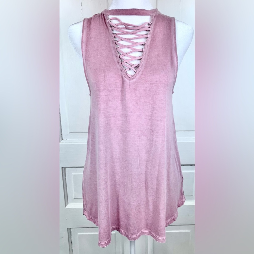 American Eagle Outfitters "Soft & Sexy" Vintage Wash Lace-Up Tank Top